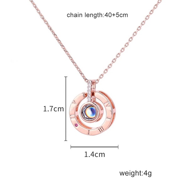 100 LANGUAGE I LOVE YOU PENDANT ROSE GOLD NECKLACE - Picture 5 of 12